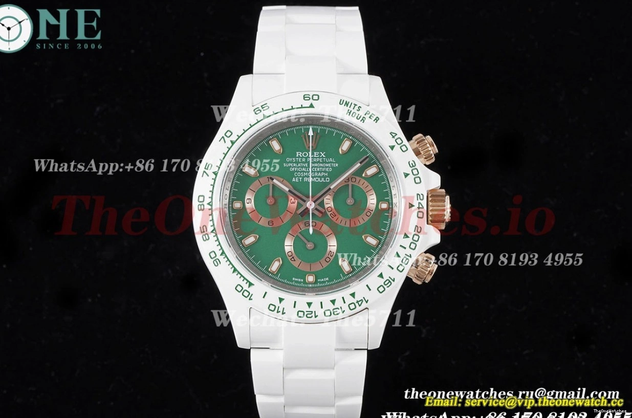 Daytona 40mm Rolex Green Dial SA4130 Cer Cer - AET AETF 0511